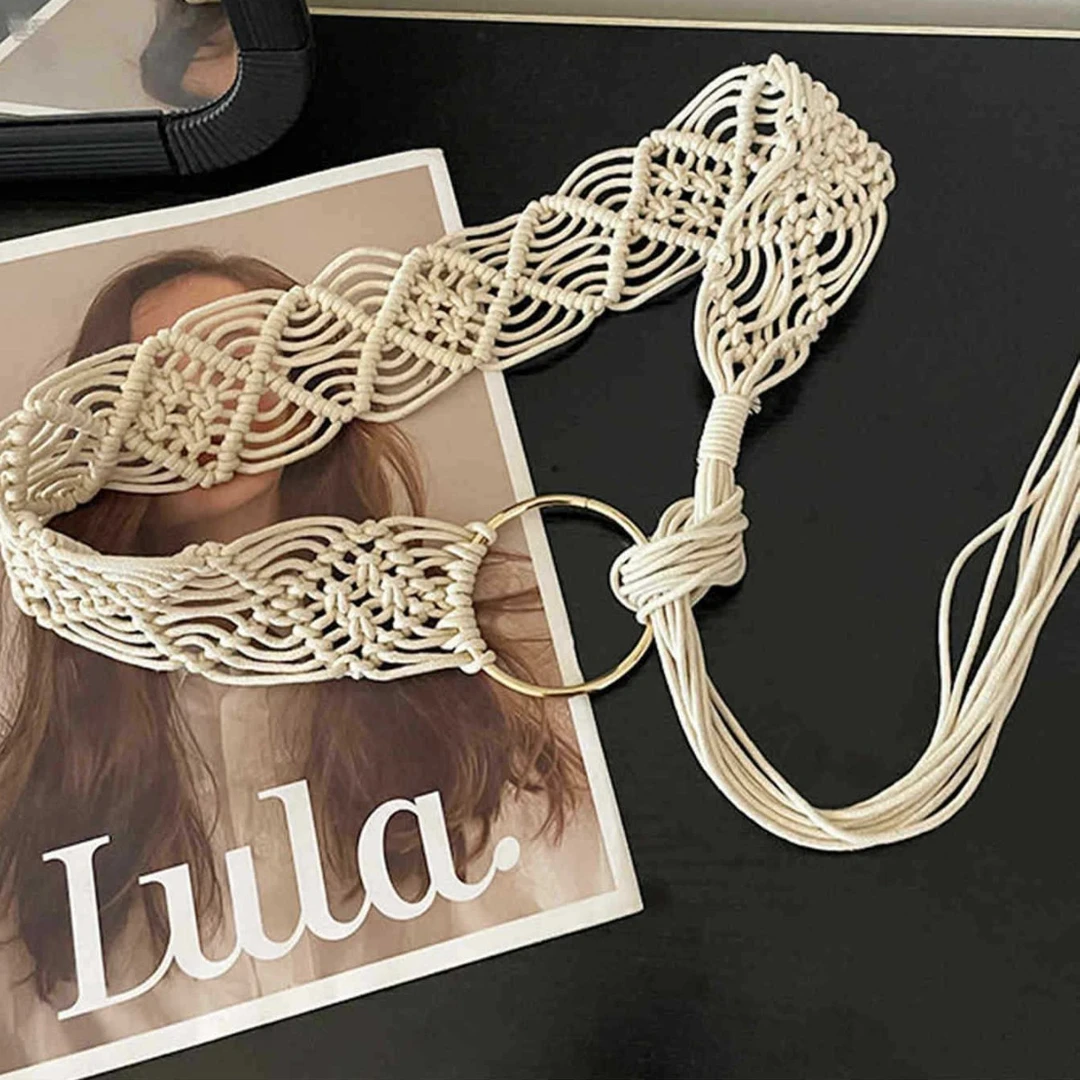 米米子定制波西米亚编织民族风腰绳流苏女新款配连衣裙子系带腰带