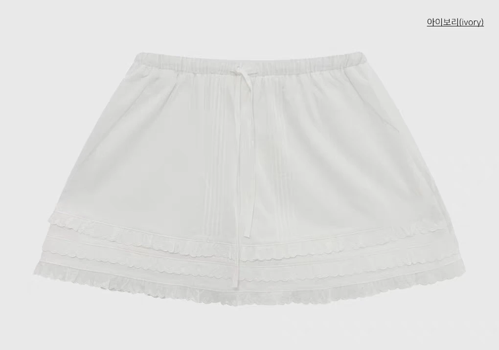 现货 2025春季新款韩国东大门纯色高腰褶皱花边半身裙蛋糕裙短