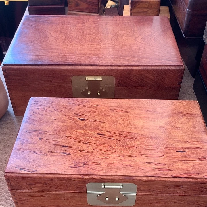 奥氏黄檀（白酸枝）高*白酸枝翻盖首饰盒2个