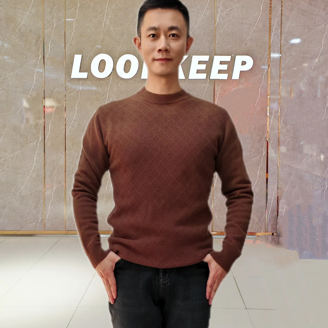 LOOK KEEP男装LOOKKEEP羊毛衫100%绵羊毛冬季打底男士针织半高领