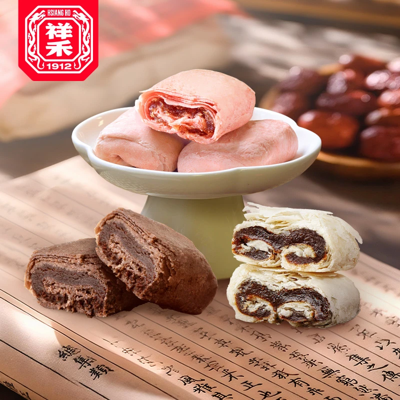 【非遗老字号】祥禾饽饽铺枣泥卷+山楂卷+巧克力卷解馋零食天津特产