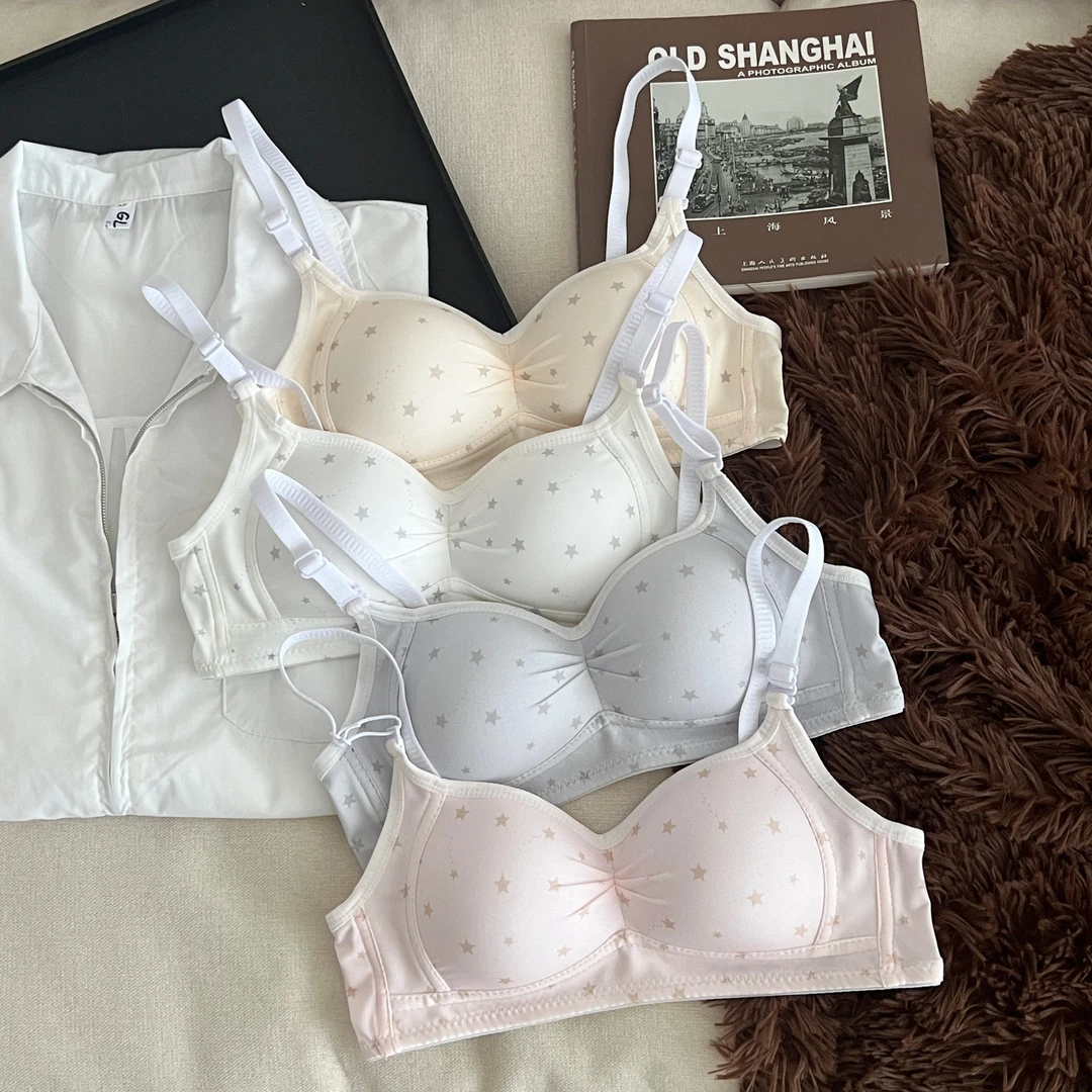 星星雨无钢圈甜美透气抹胸内衣女学生舒适文胸罩薄款性感少女