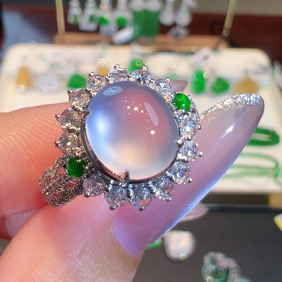 翡翠戒指18K金镶嵌翡翠