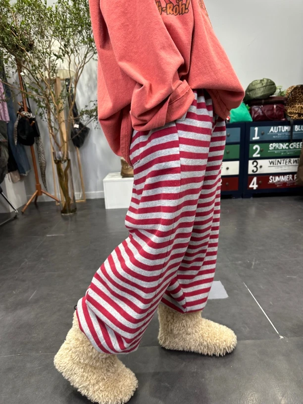 韩国新款 条纹加绒卫裤（no退换）