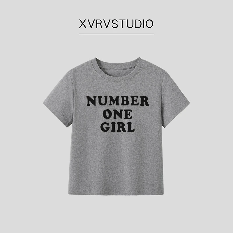 XVRV【X.X原创服饰】2025新款圆领运动印花T恤女夏透气简约百搭短袖