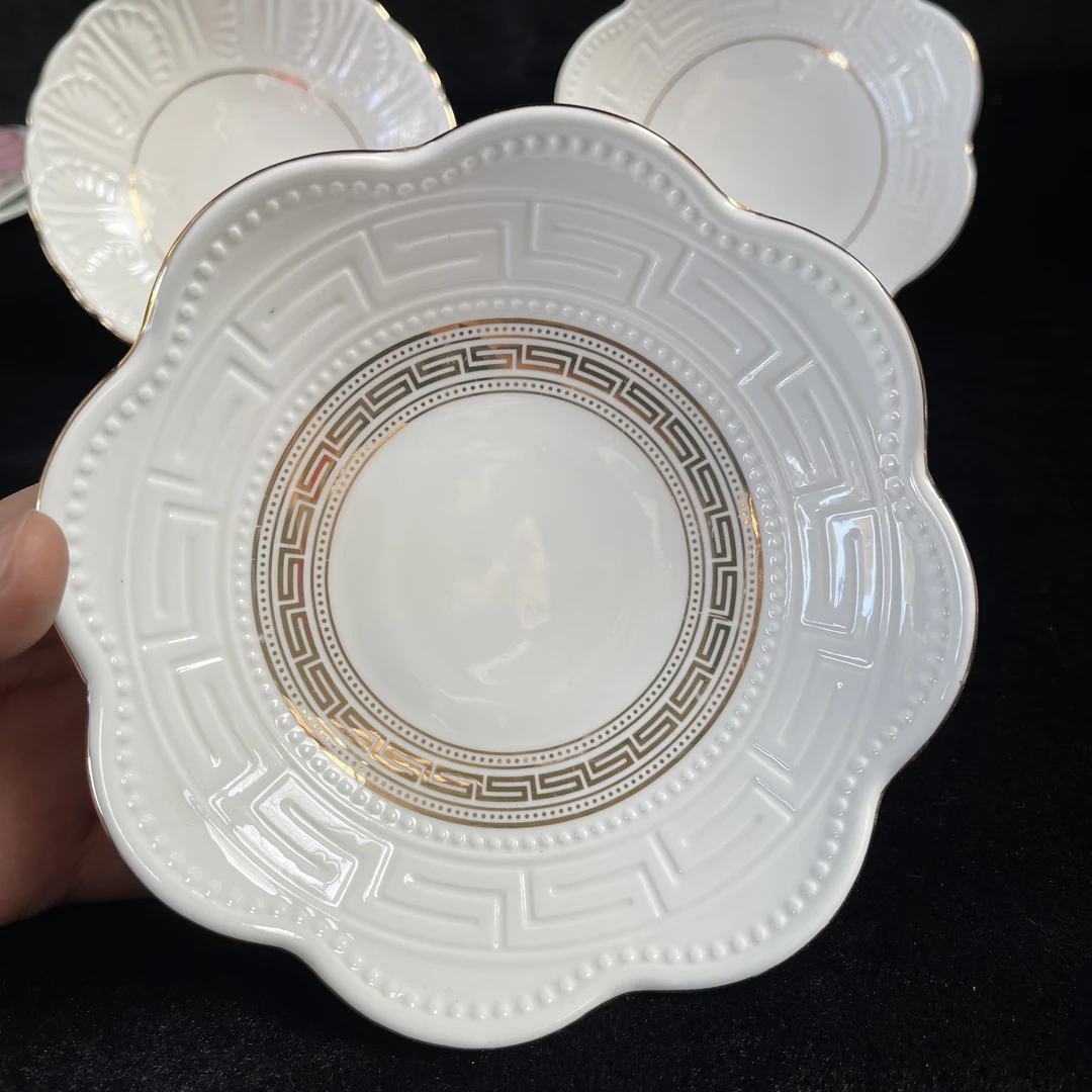 欧式立体浮雕描金高脚果盘陶瓷盘家用精美下午茶点心盘库存尾单