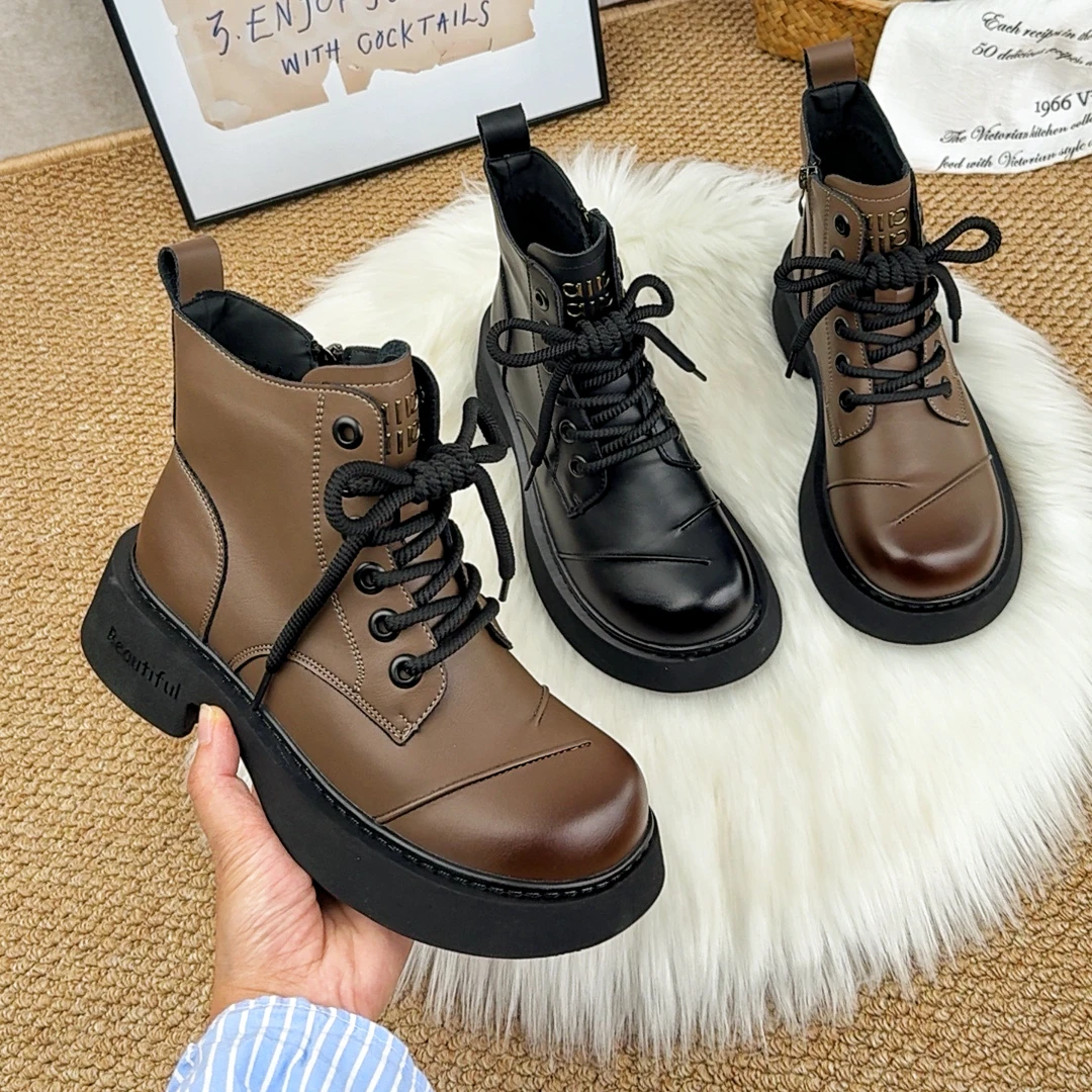 【高品质】轻便马丁靴女软底2025年秋冬新款英伦风软底短靴加绒棉靴