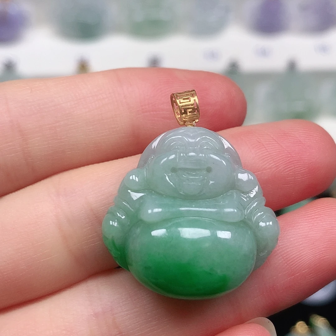 颈饰18K金镶嵌翡翠翡翠吊坠