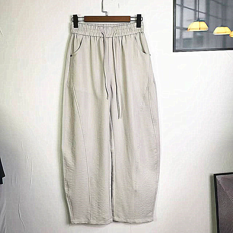 垂感松弛冰丝超薄透气凉感弯刀裤男士夏季新款宽松阔腿休闲长裤子