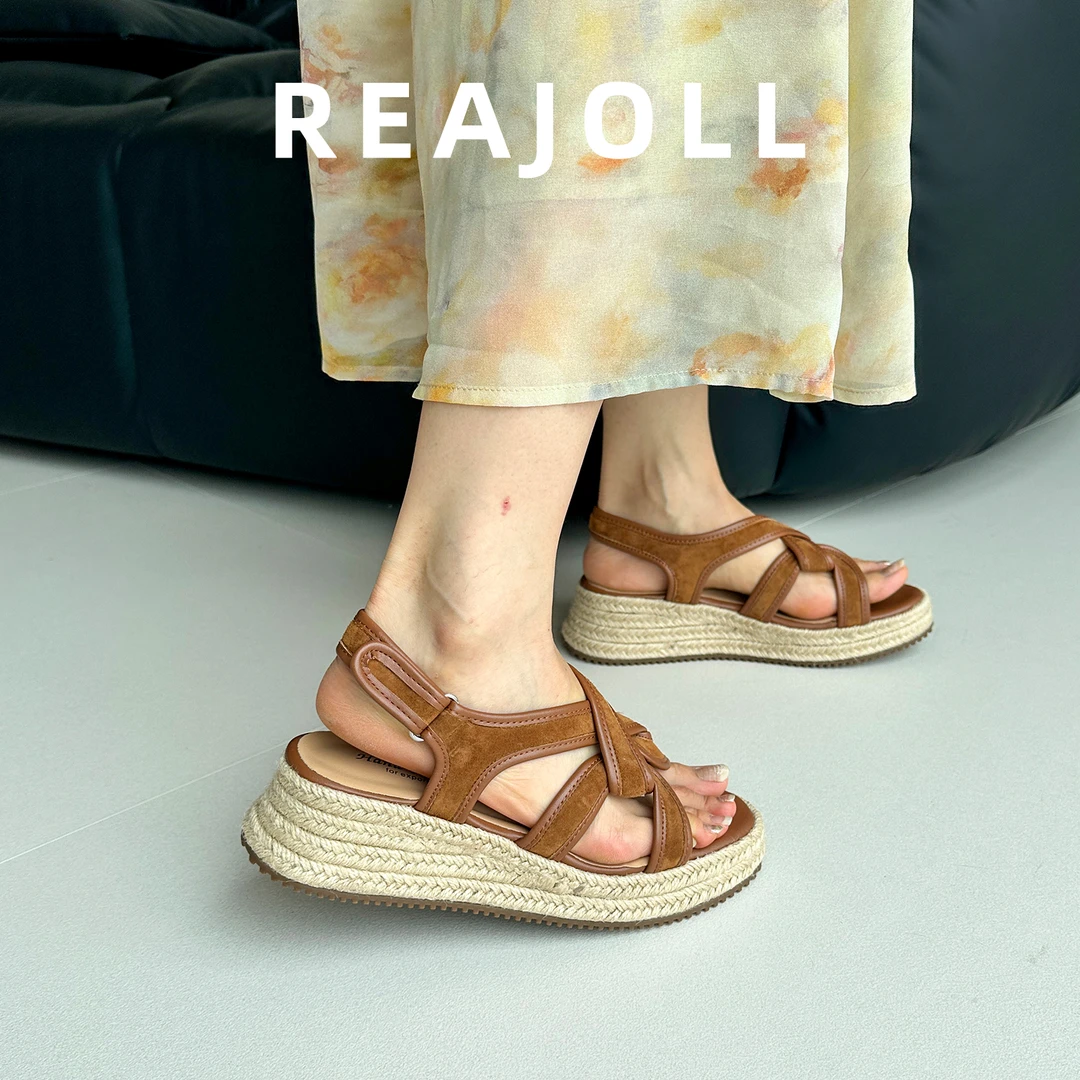 凉鞋女夏外穿2025新款草编厚底罗马巨好看时尚超火高级感女士凉鞋