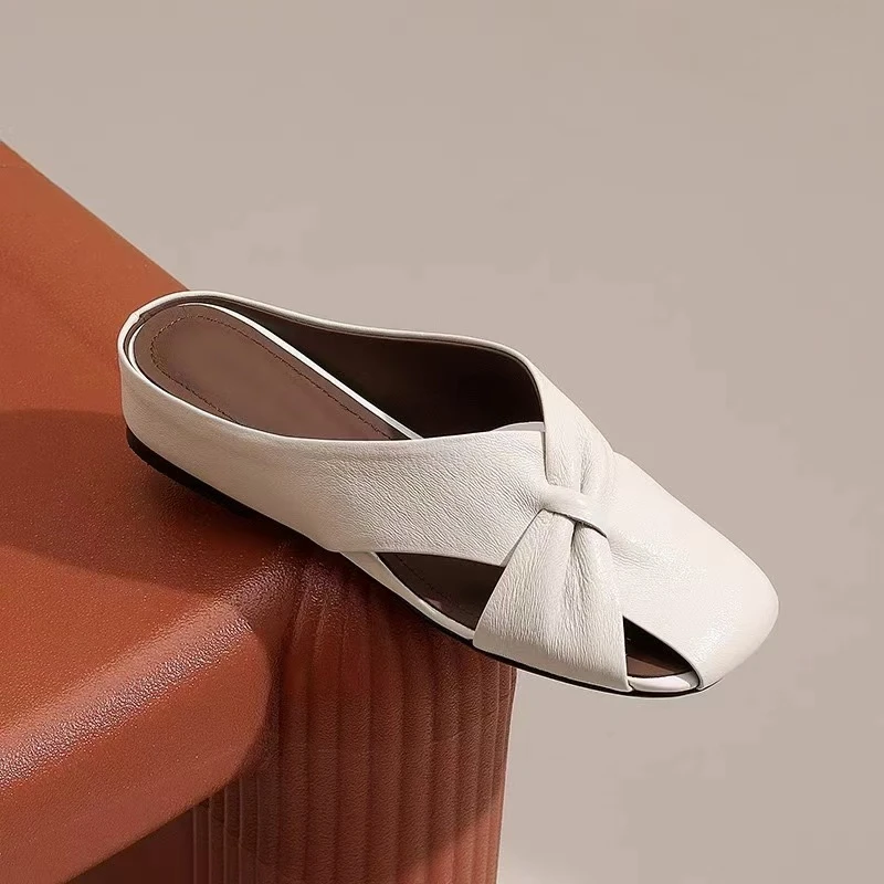 达芙妮2025镂空坡跟包头浅口极简风包头拖软底低跟凉拖透气半拖