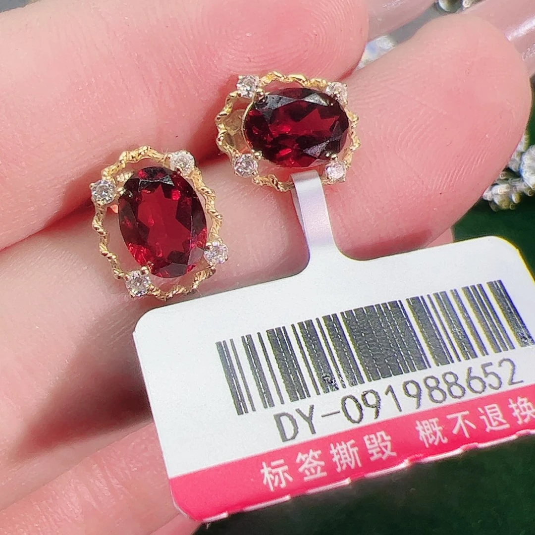 石榴石耳坠银S925镶嵌