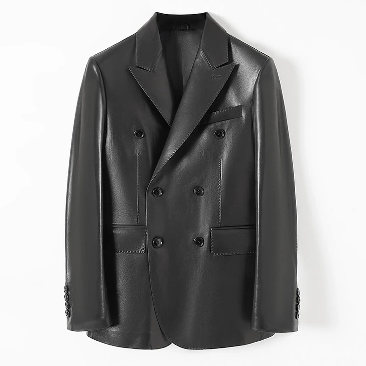 2327# 【100%头层】金光小羊皮高端真皮皮衣男西装海宁绵羊皮修身潮