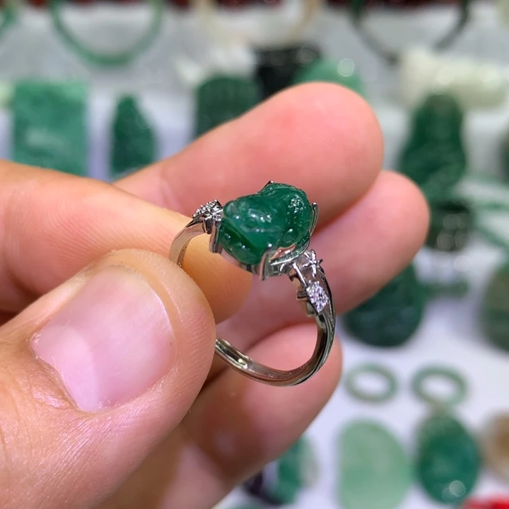 【闪购商品】独山玉银S925镶嵌戒指