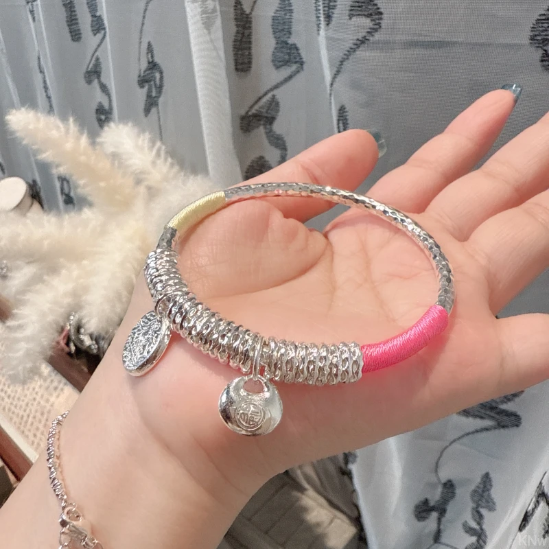 合金手镯 国潮手工编织国风盘缠手镯吉言万贯盘缠手镯高级圆牌