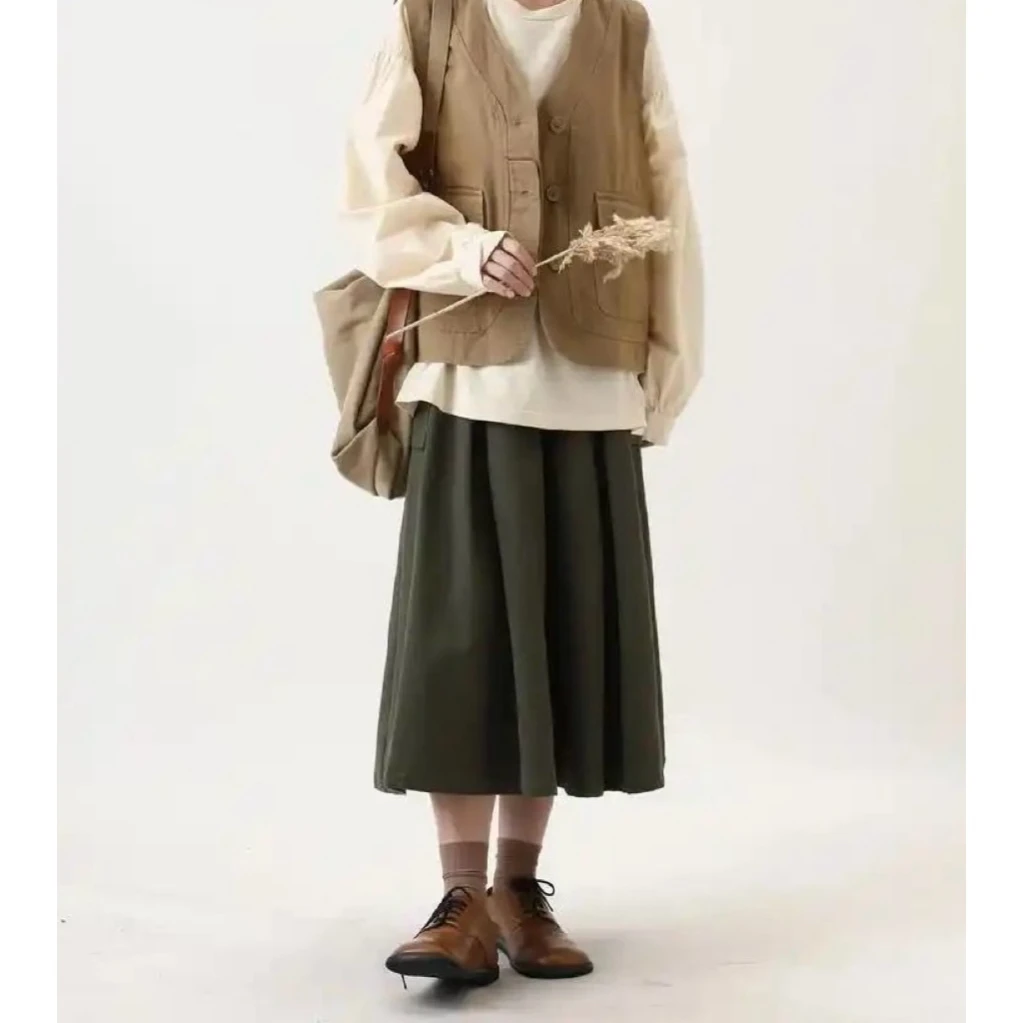 楠杉棉麻49直播日系复古长款休闲裙