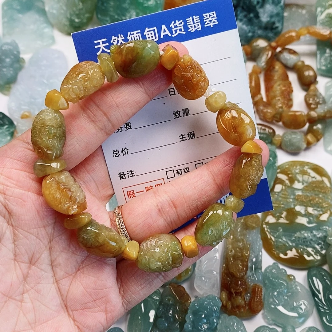 ꧁***꧂翡翠未镶嵌颈饰钟馗手串