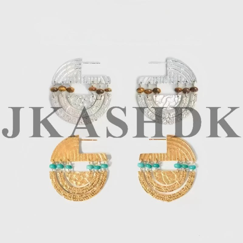 JKASHDK 铜合金耳饰 部落图腾纹理圈圈耳环夸张