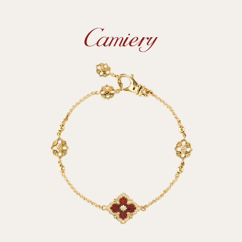 CAMIERY时尚轻奢拉丝四叶花手链百搭