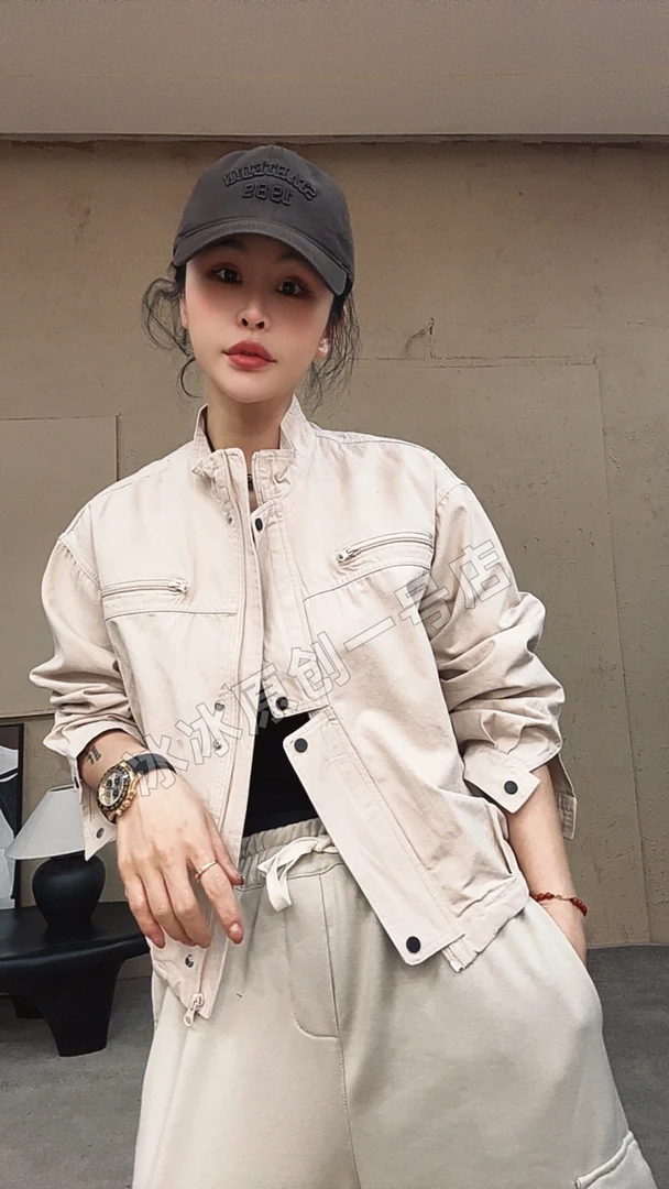 【冰冰一号店】73372#精棉立领一字拉链设计外套春款爆款百搭