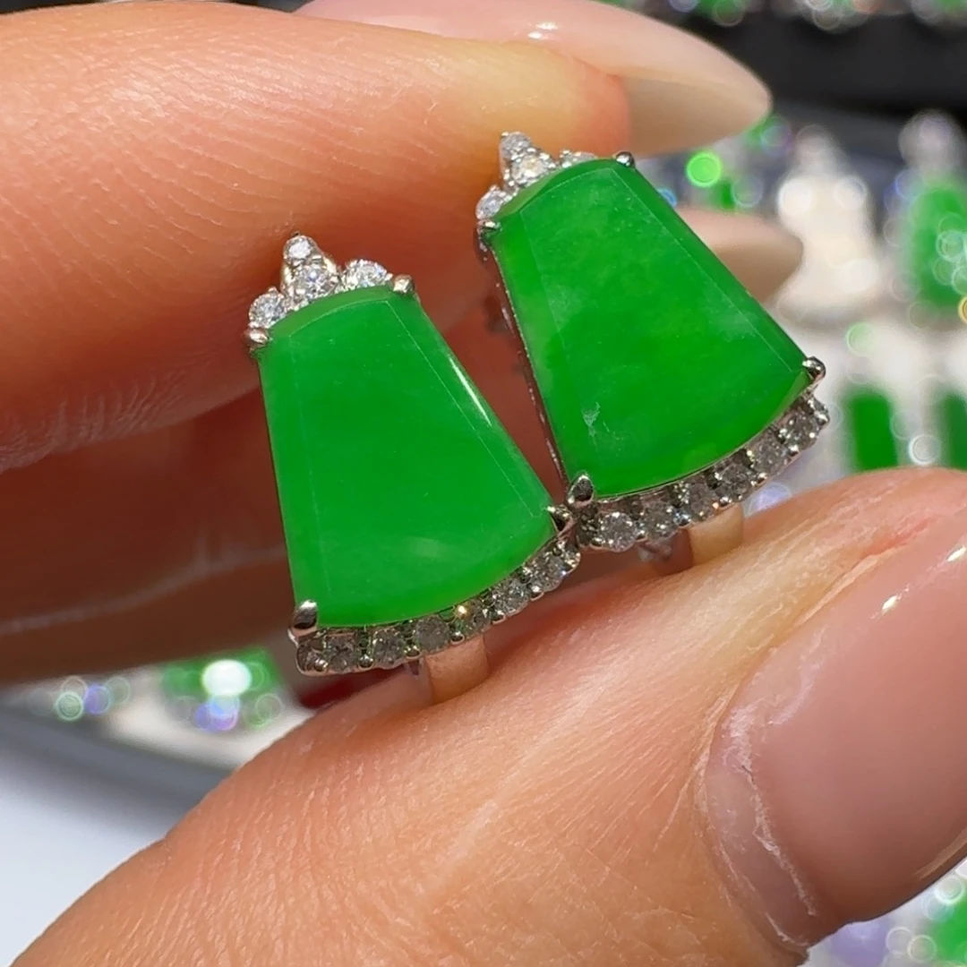 翡翠18K金镶嵌耳饰收到货48小时鉴赏期