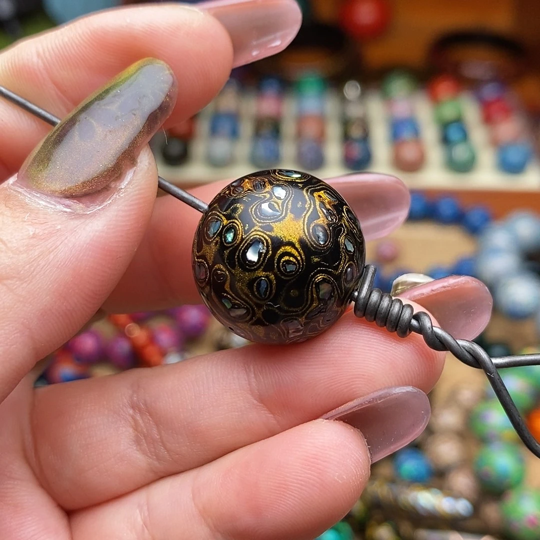 大漆珠20mm满螺钿单颗福利