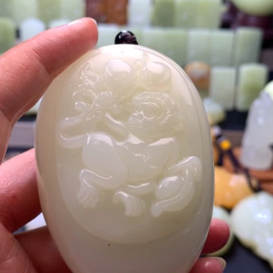 石材方解石手把件
