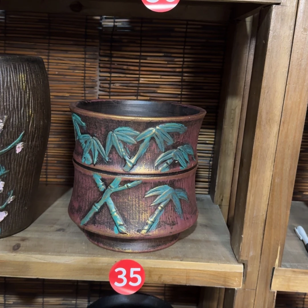 带孔高端浮雕花盆高度+口径21-20