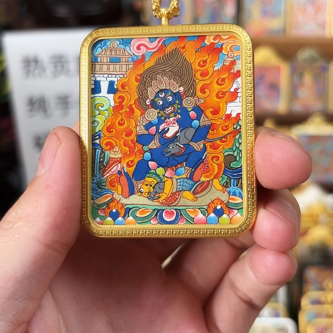 吊坠黑财神热贡纯手绘唐卡福利一张