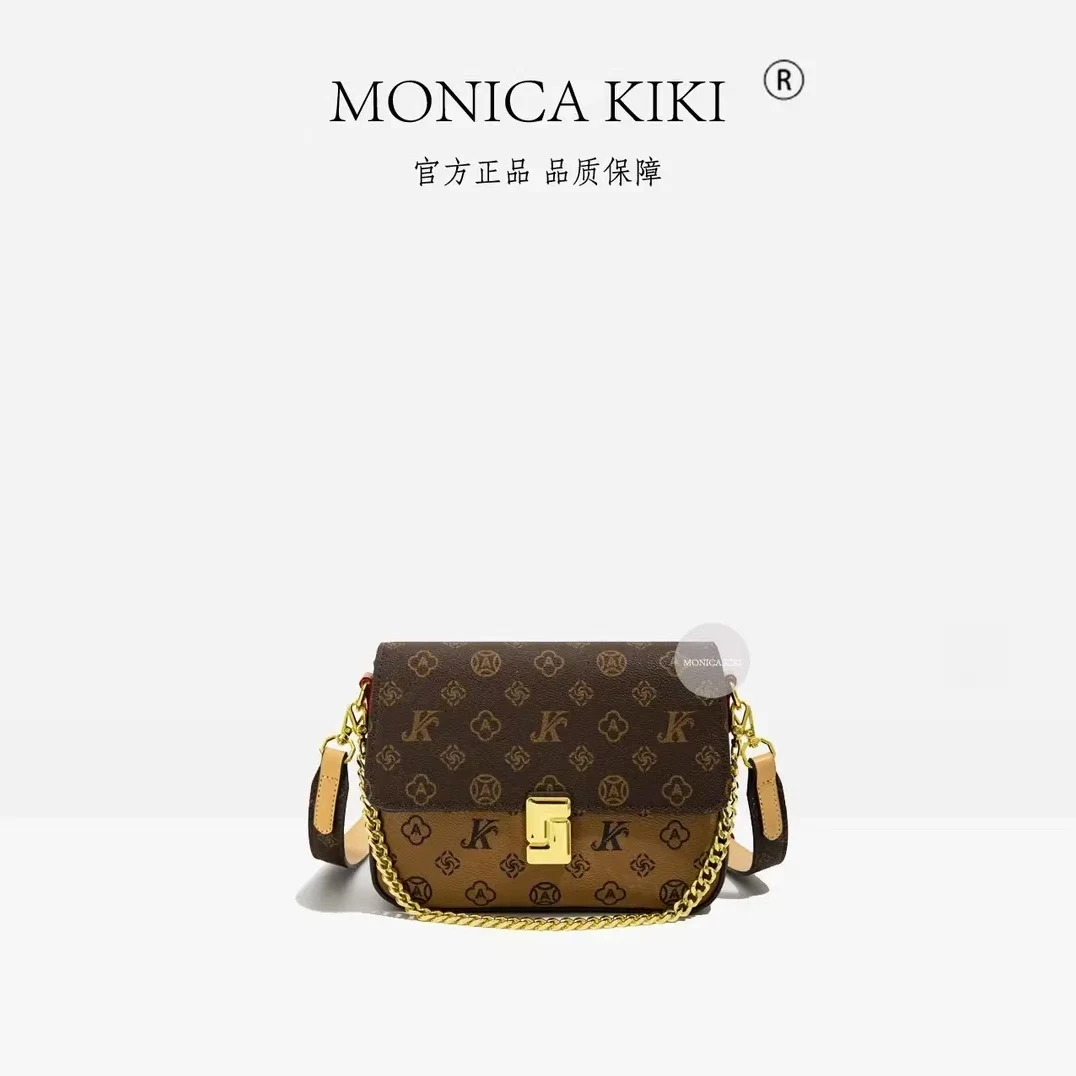 MONICAKIKI莫妮卡奇奇女士包包时尚百搭经典斜跨包印花翻盖
