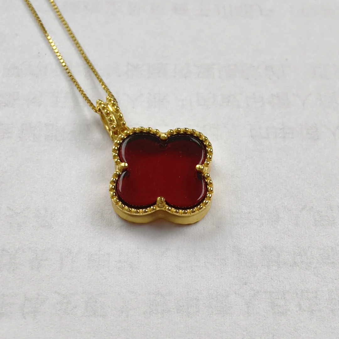 【宝宜臻品】天然血珀4叶草吊坠(赠链))