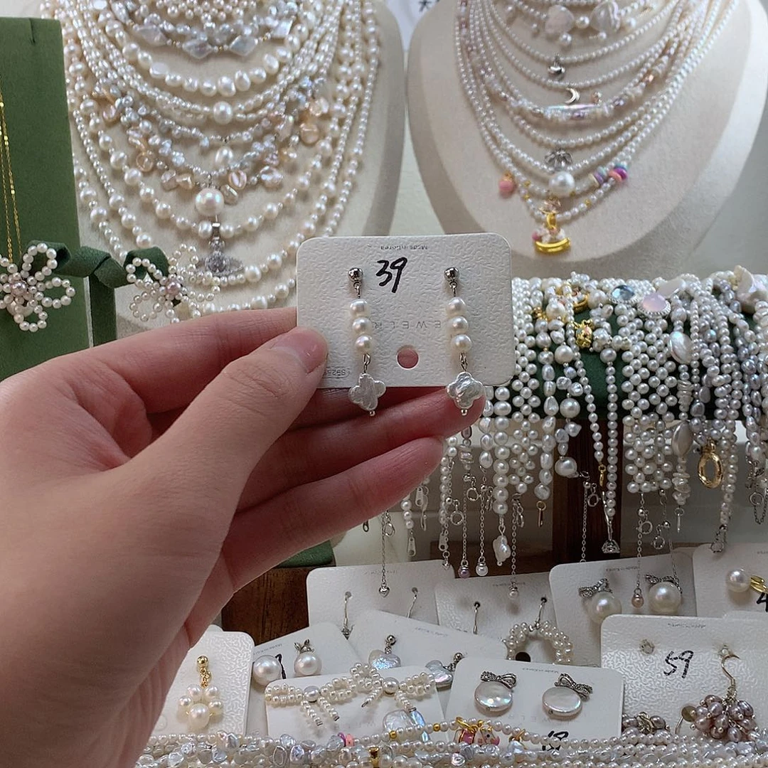 合金淡水珍珠耳饰