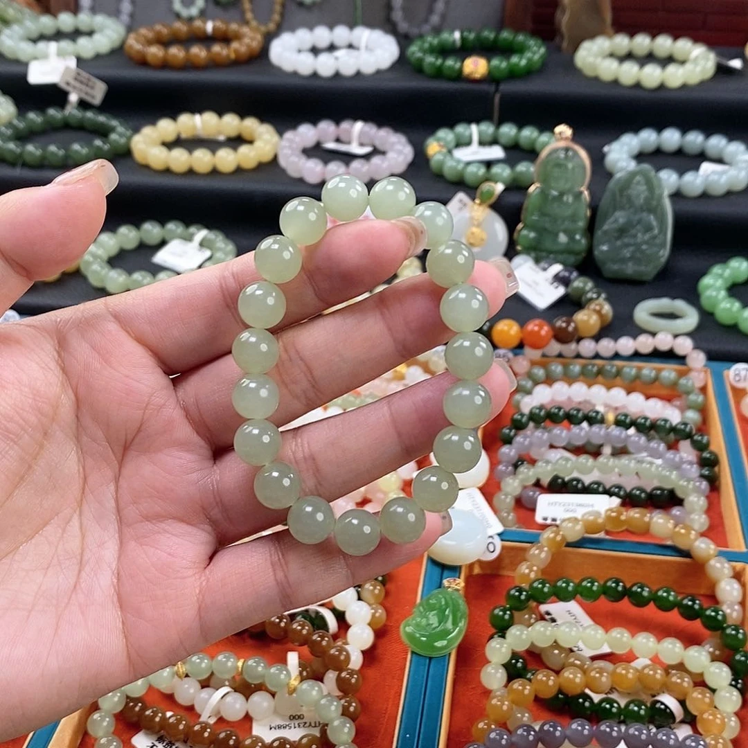 和田玉手链 10MM未镶嵌晴水