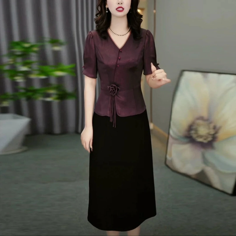 中国风气质短袖连衣裙女夏季爆款2025新款高级感时尚收腰显瘦裙子