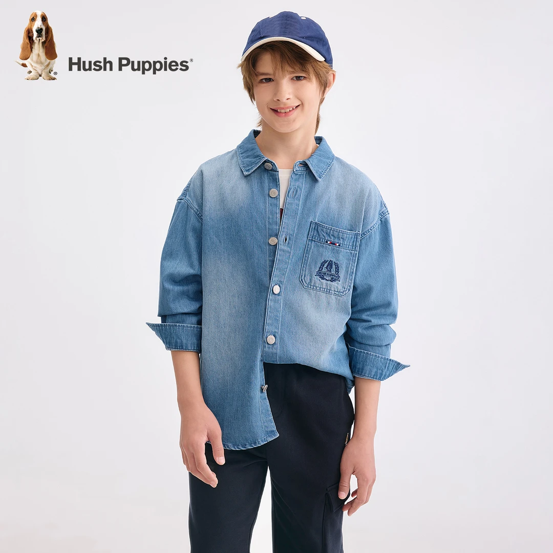 【牛仔衬衫】暇步士童装2025年秋季新款儿童帅气翻领衬衣长袖时尚