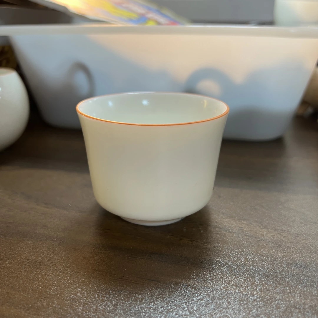 微瑕！白色汝窑矮马蹄主人杯手工