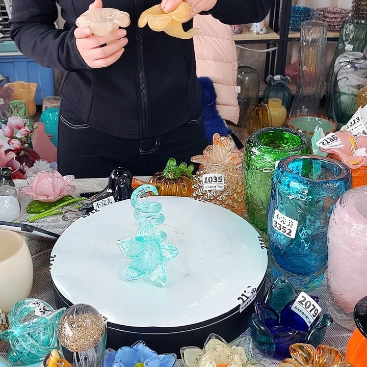 夜光烛台花 家悦琉璃工艺品不完美