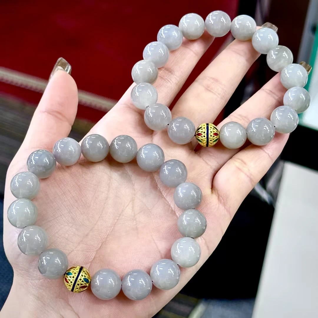 【CH】和田玉烟紫DIY手串-约11mm（多样性发其一）