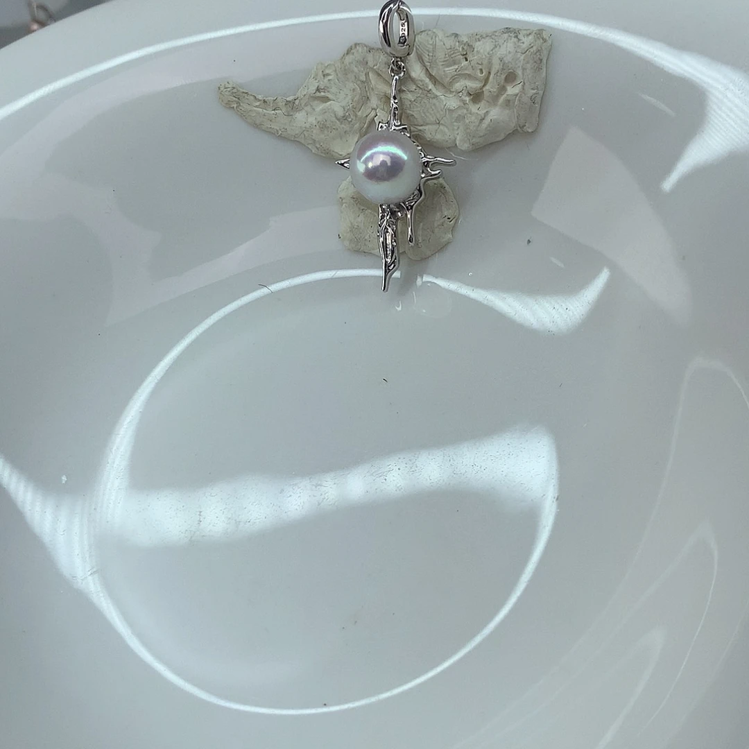 仙***掌银S925镶嵌吊坠淡水珍珠