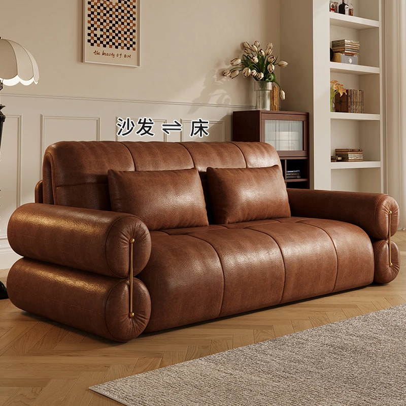 复古电动折叠智能多功能沙发床两用单双人小户型客厅2025新款