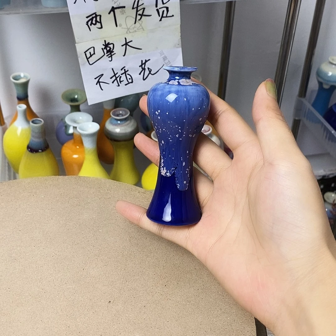 摆件巴掌大不插花景德镇高温陶瓷小花器