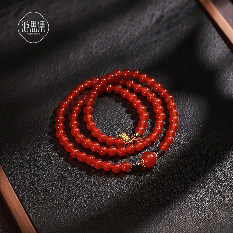 【今朝喜手串】天然红玛瑙手串高级大气