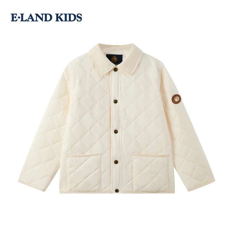 E·LAND KIDS衣恋女童棉服25年冬休闲翻领棉服外套EKJPF8T12K