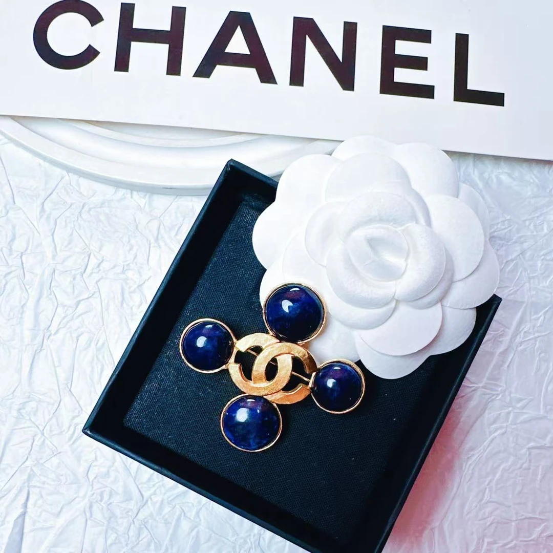 95新 Chanel/香奈儿 柚礼中古/香奈儿青金石十字胸针HZ503069