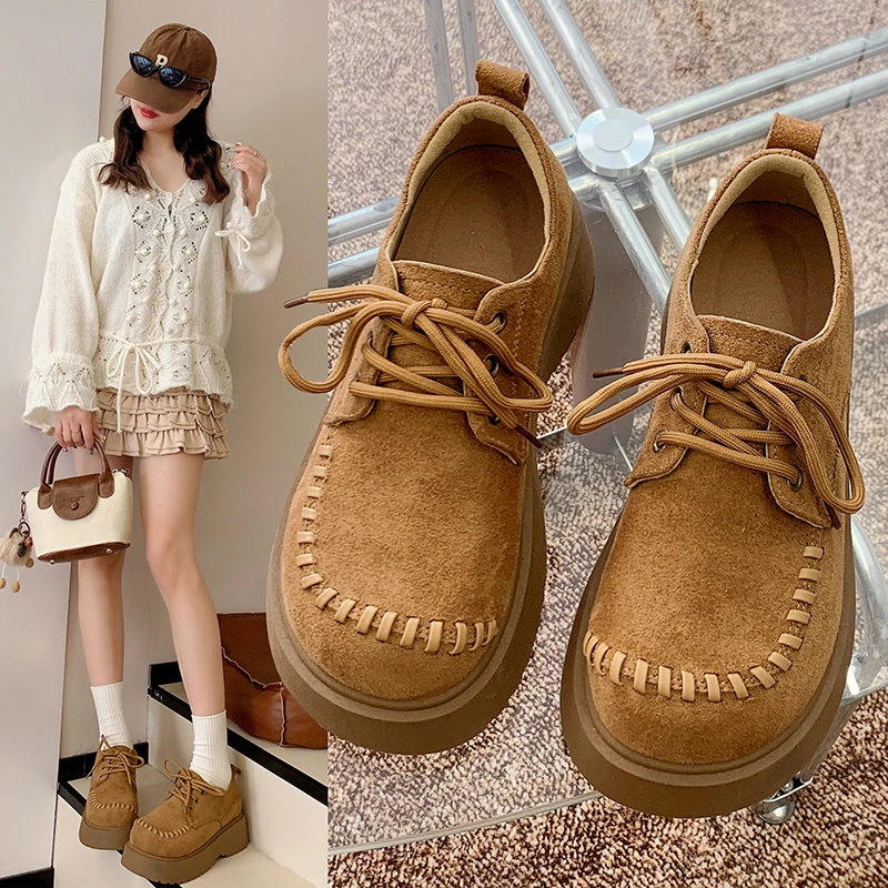 爆款勃肯鞋女厚底2025年秋季新款百搭复古英伦风厚底增高乐福单鞋