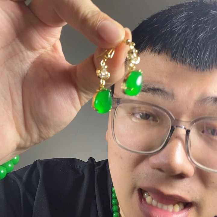 未镶嵌翡翠耳饰高端时尚豪镶水滴耳坠