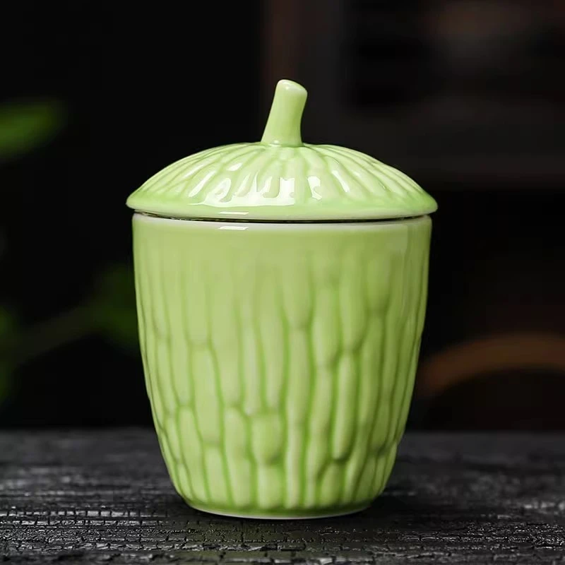 TJ107-陶瓷苦瓜茶叶罐苦尽甘来创意茶罐装饰瓷摆件防潮高档储罐