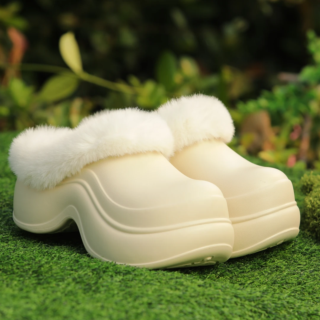 厚底加绒棉拖鞋女款一脚蹬冬季2025新款外穿防滑室内居家保暖棉鞋