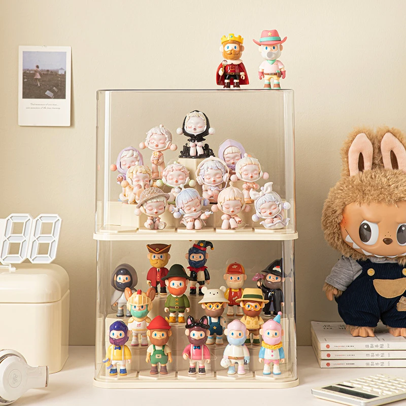 DIY盲盒手办收纳盒透明防尘泡泡玛特乐高摆件展示盒大容量可叠加