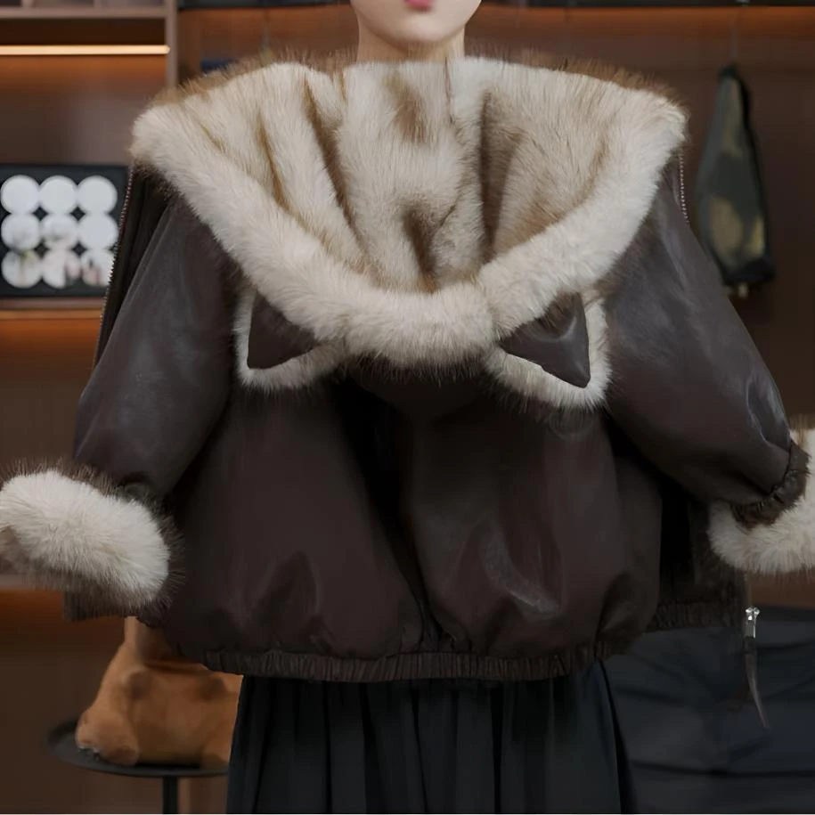 儿童加绒加厚款冬季翻领厚款超厚定制款毛毛外套冬款皮衣夹克外套